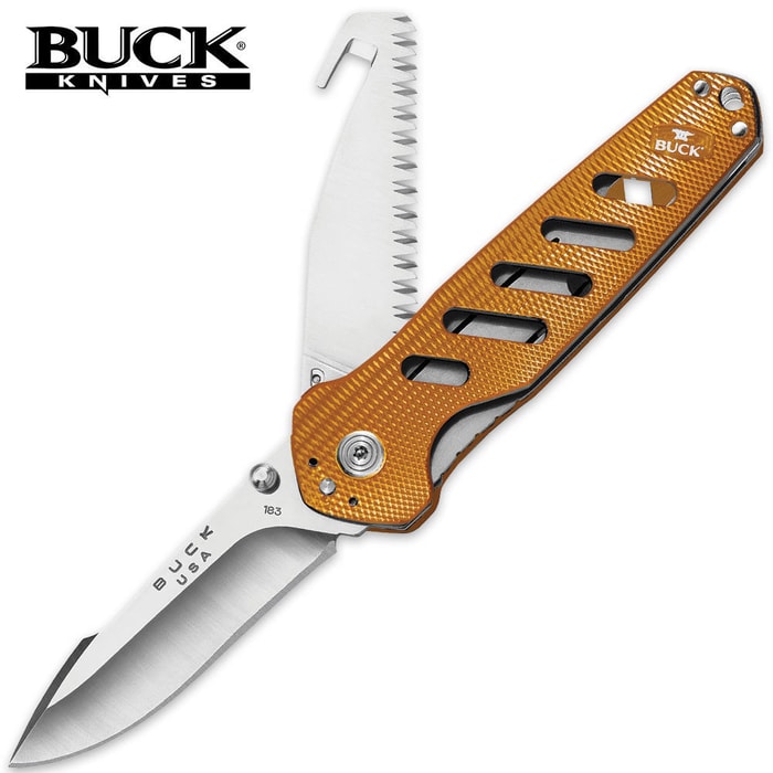 Buck Alpha Crosslock Double Blade Folding Pocket Knife Orange