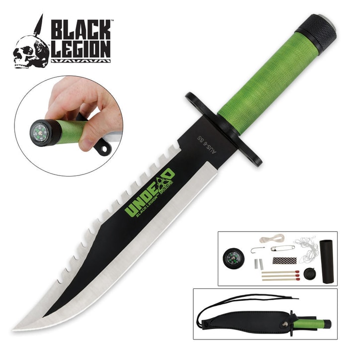 Black Legion Undead Jungle Survival Knife With Sheath