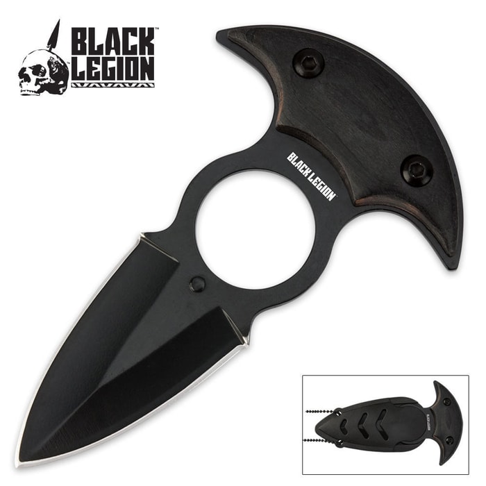 Black Legion Tactical Push Dagger With Neck Sheath