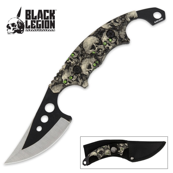 Black Legion Skull Slasher Fixed Blade Knife