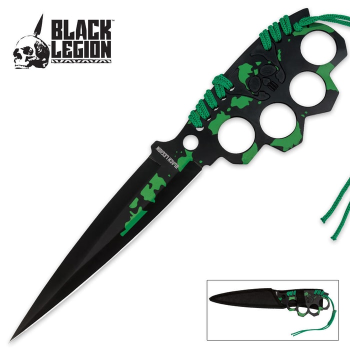 Black Legion Knuckle Guard Fixed Blade Trench Knife