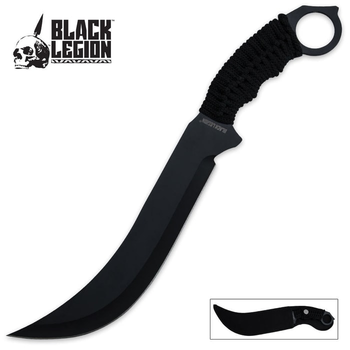 Black Legion Ringed Fighter Knife With Sheath