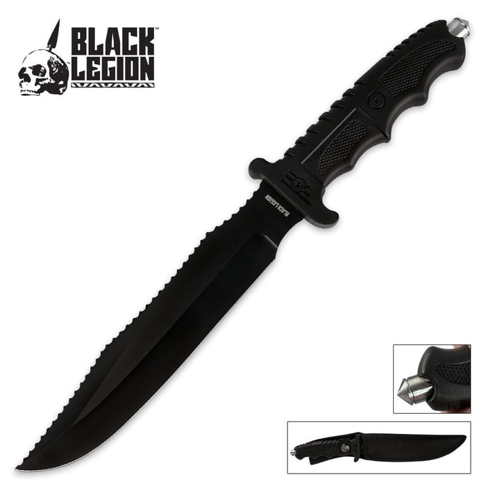 Black Legion Serrated Back Fixed Blade Combat Knife