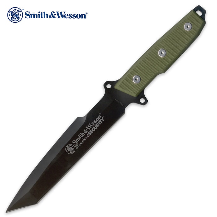 Smith & Wesson Green Survival Knife with Black Blade