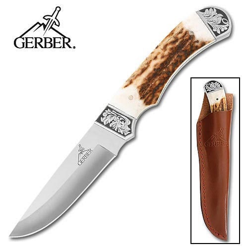 Gerber Wallowa Stag Drop Point Bowie Knife