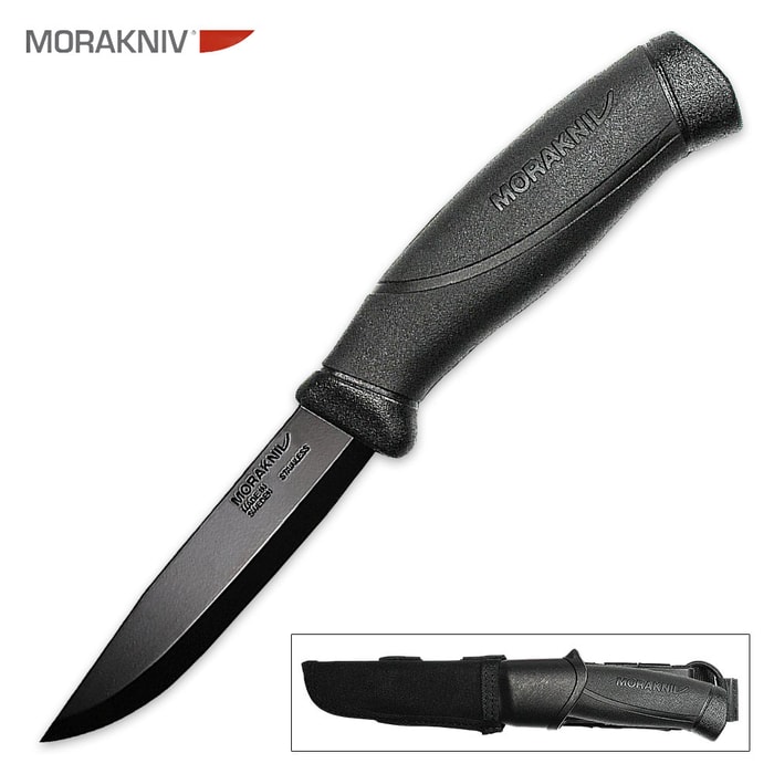 Morakniv Companion Tactical Black Fixed Blade Knife With Nylon Sheath