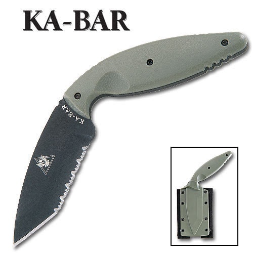 Large KA-BAR TDI Law Enforcement Tanto Fixed Blade Knife Serrated/Foliage Green 