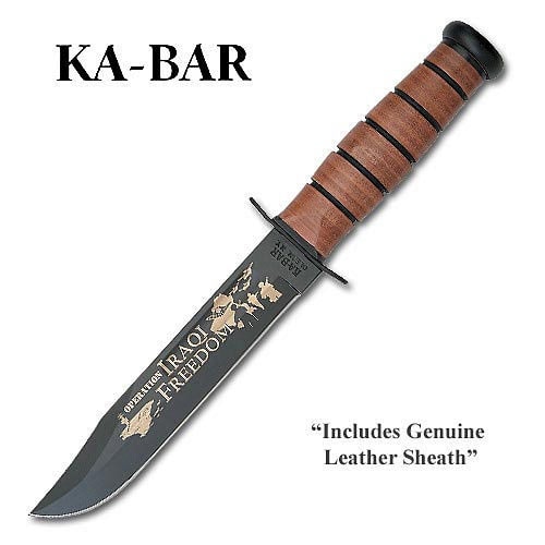 Kabar Marine Iraqi Freedom Bowie Knife with Leather Sheath