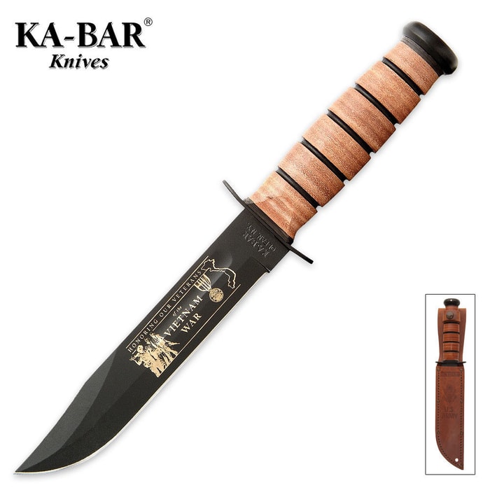 KA-BAR Army Vietnam Bowie Knife with Leather Sheath