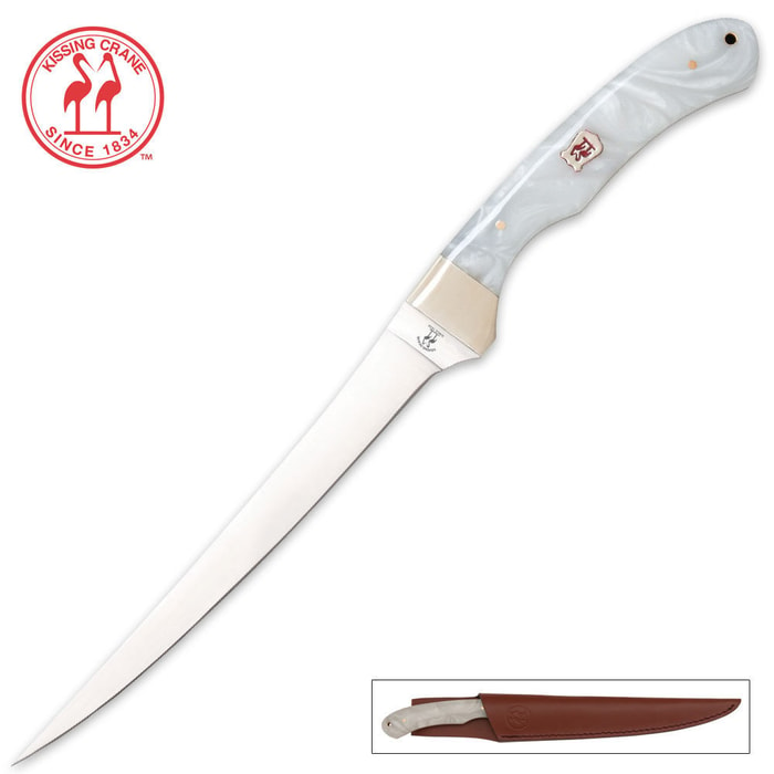 Kissing Crane Fillet Knife Pearl with Sheath
