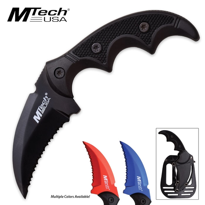 MTech USA Serrated G10 Textured Handle Fixed Blade Knife