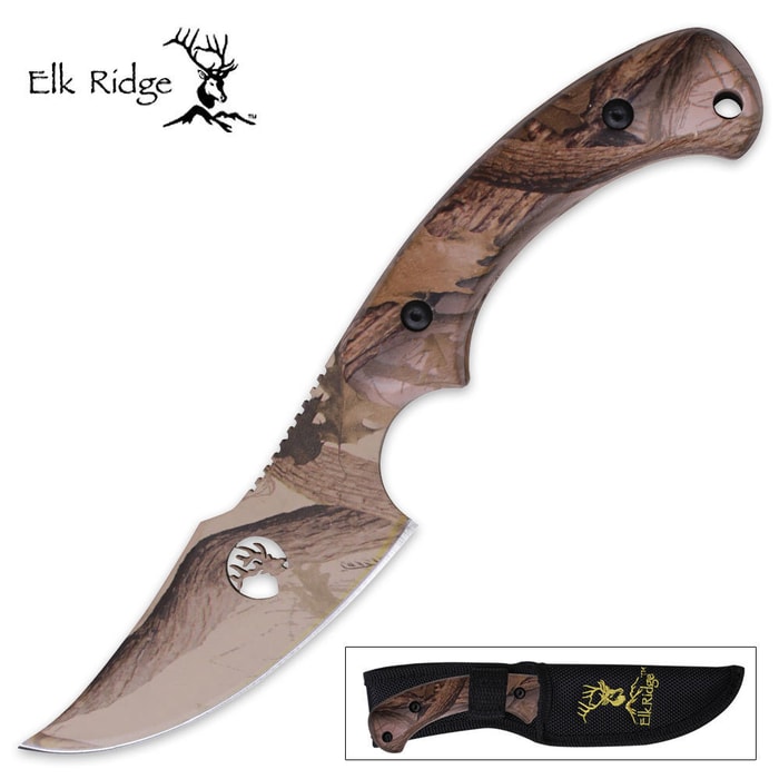 Elk Ridge Tom Anderson Full Tang Fixed Blade Skinning Knife Camo