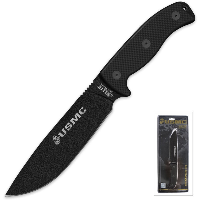 Semper Fi Officially Licensed USMC Fixed Blade Knife Black