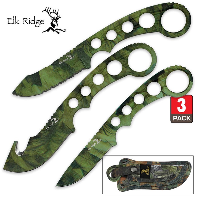 Elk Ridge Fixed Blade Hunting Knife Trio
