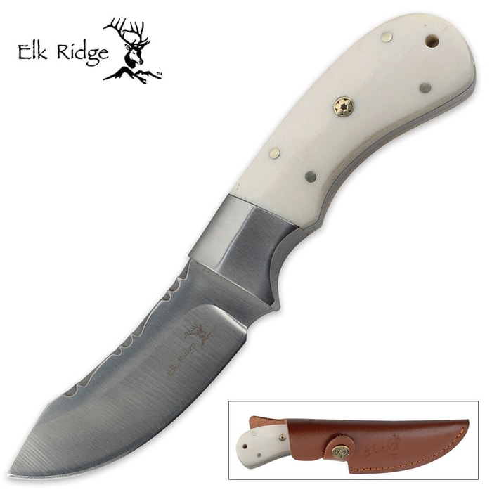 Elk Ridge Fixed Blade Skinning Knife Genuine Bone Handle