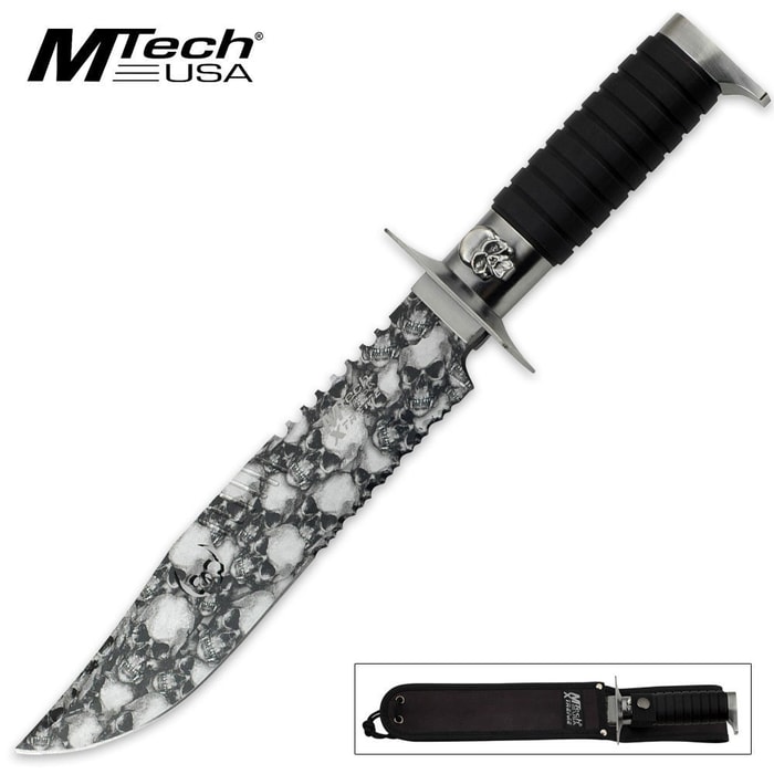 MTech Xtreme 14-Inch Fixed Blade Serrated Skull Knife