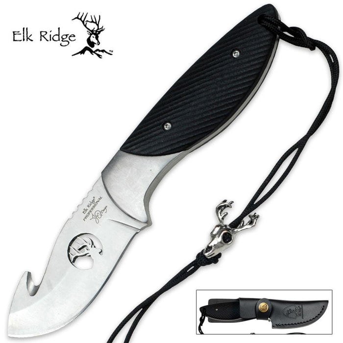 Elk Ridge Professional Fixed Blade Gut Hook Knife With Sheath