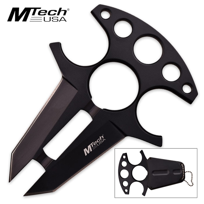 MTech Fang Neck Knife with Molded Sheath and Chain - Black