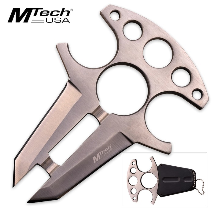 MTech Fang Neck Knife with Molded Sheath and Chain - Silver