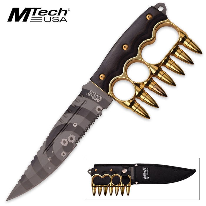 MTech USA Xtreme Bullet Knuckle Knife with Nylon Sheath