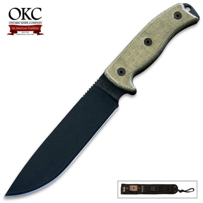 Ontario Knife Company RAT 7 Bushcraft Knife & Sheath