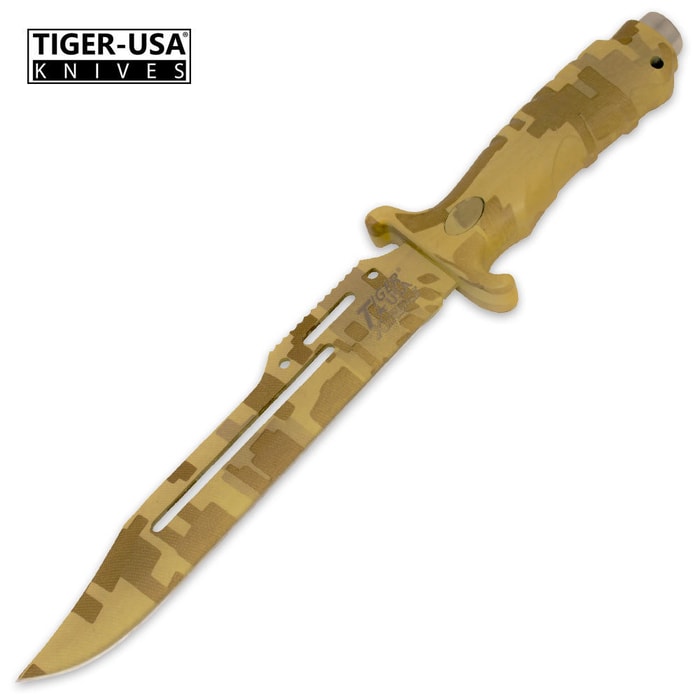 Tiger USA Extreme 13 Inch Fixed Blade Survival Knife Brown Camo