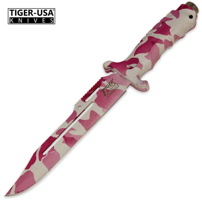 Tiger USA Xtreme 13 Inch Fixed Blade Survival Knife Pink Camo