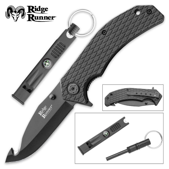 Ridge Runner Survivalist 2-Piece Assisted-Open Pocket Knife/Gut Hook Kit