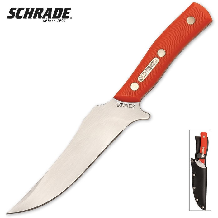 Schrade Orange Delrin Deer Slayer Fixed Blade Knife