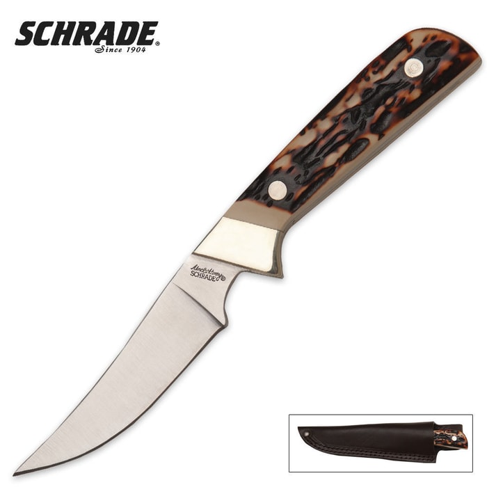 Schrade Staglon Wolverine Knife & Leather Sheath