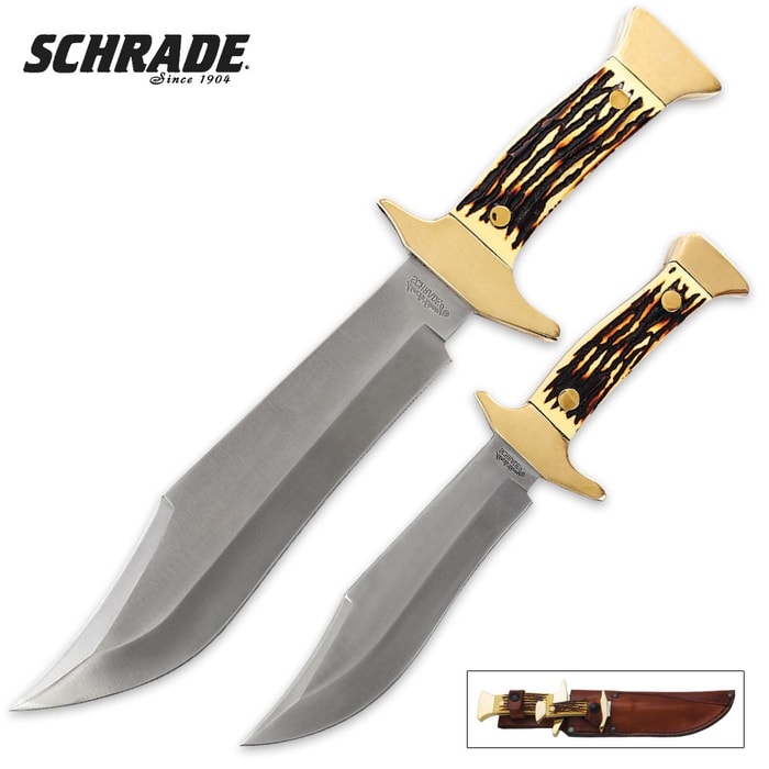 Schrade Uncle Henry Running Stag Combo Bowie Set