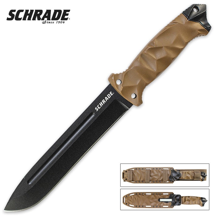 Schrade Large Desert Fixed Blade Knife With Sharpener