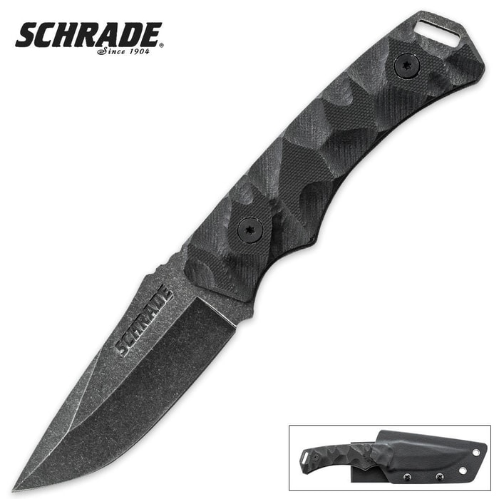 Schrade Tactical Fixed Blade BLK Stone Wash Finish