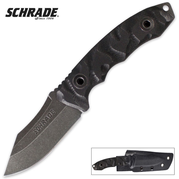 Schrade G-10 Stonewash Clip Point Fixed Blade Knife