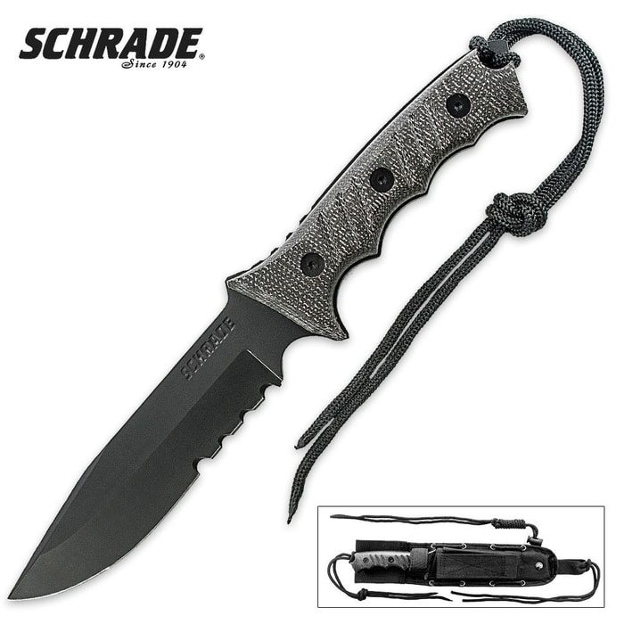 Schrade Extreme Survival Micarta Bowie Knife Serrated
