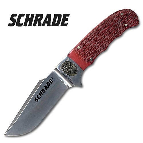 Schrade Elk Red Pick Bone Fixed Blade Knife