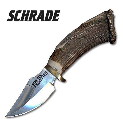 Schrade Clip Point Frontier Stag Fixed Blade Knife