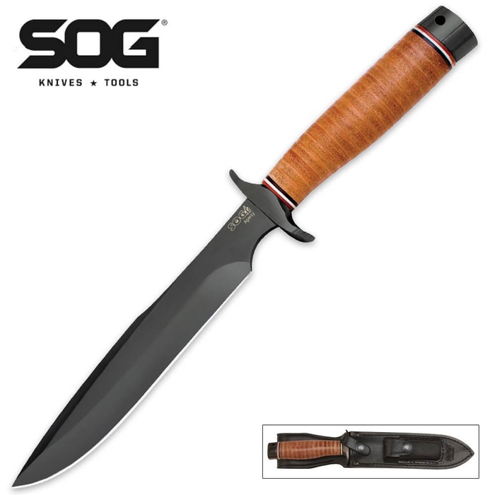 SOG Black Tini Agency Fixed Blade Knife