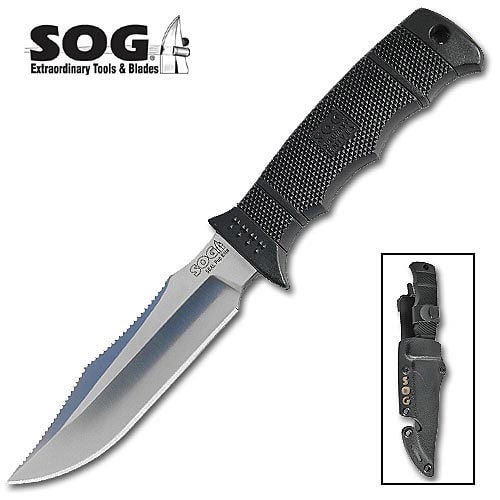 SOG Seal Pup Elite Satin Blade Knife with Kydex Sheath
