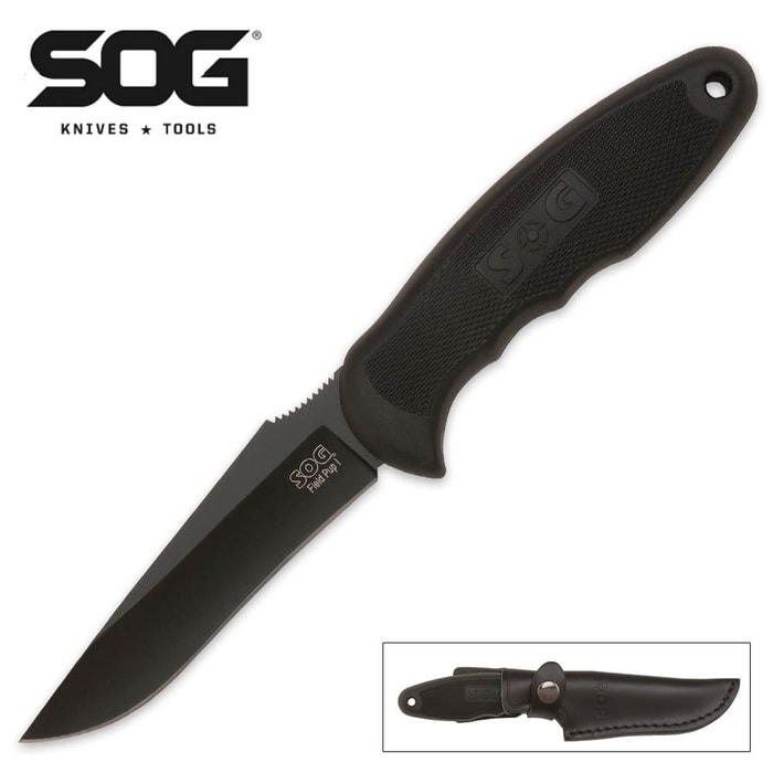 SOG Field Pup Black TiNi Fixed Blade Knife
