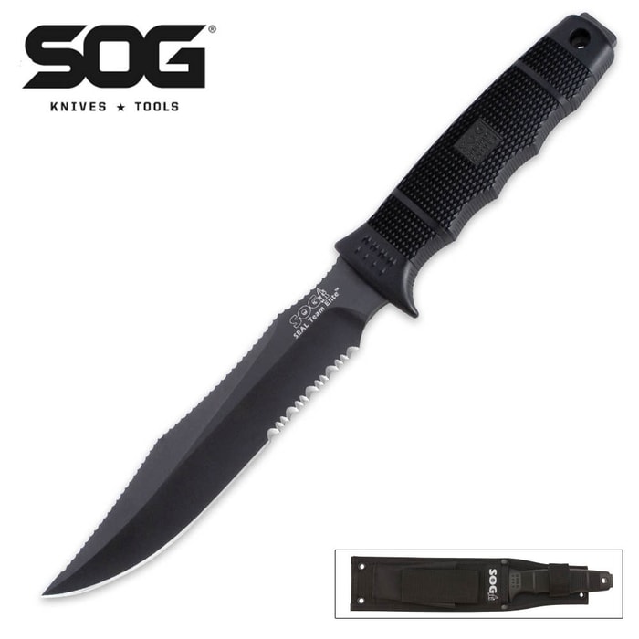SOG Seal Team Elite Serrated Knife & Sheath