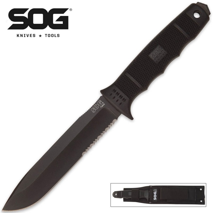 SOG Force Partially Serrated With Nylon Sheath