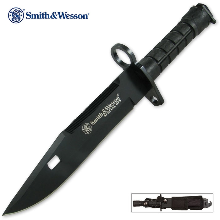 Smith & Wesson Special Ops M9  Black Bayonet Knife & Sheath