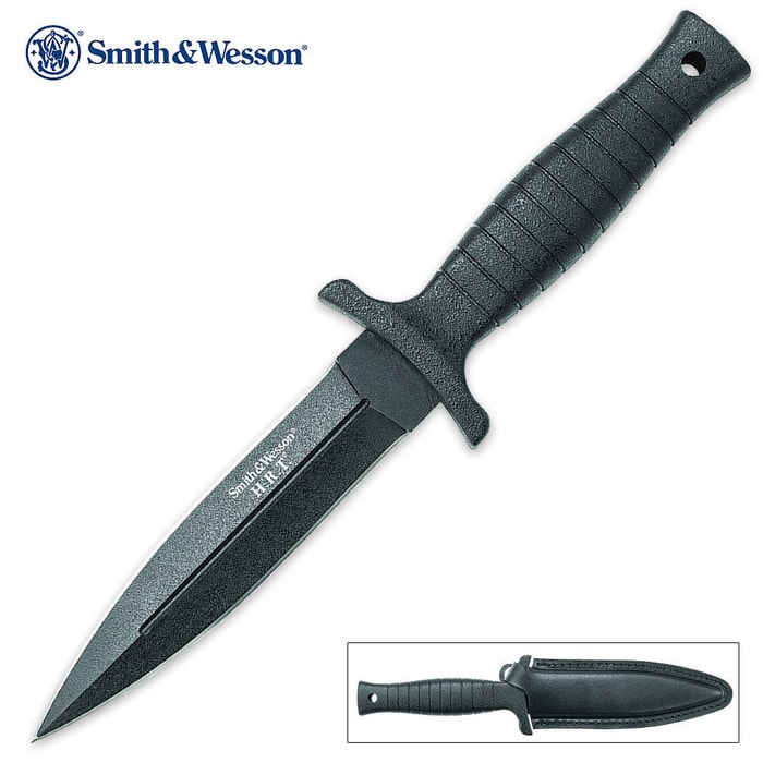 Smith & Wesson H.R.T. Double Edged Fixed Blade Tactical Knife With Sheath