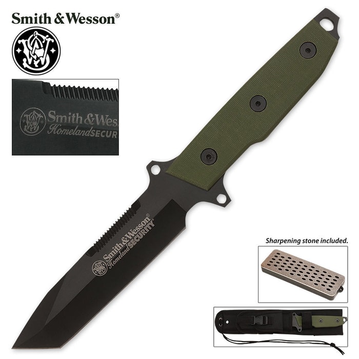 Smith & Wesson Homeland Security Survival Tanto Knife Green G-10