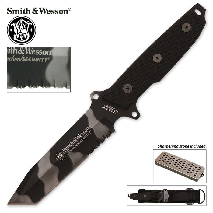 Smith & Wesson Homeland Security Survival Tanto Camo Serrated Knife