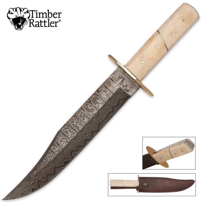 Timber Rattler Damascus Steel Bowie Knife