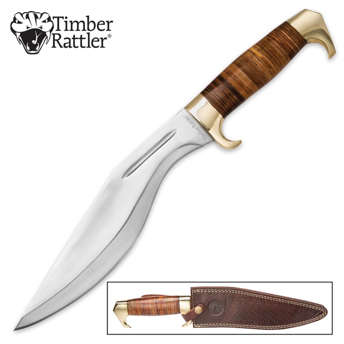 Timber Rattler Forest Sultan Stacked Leather Kukri Knife With Sheath