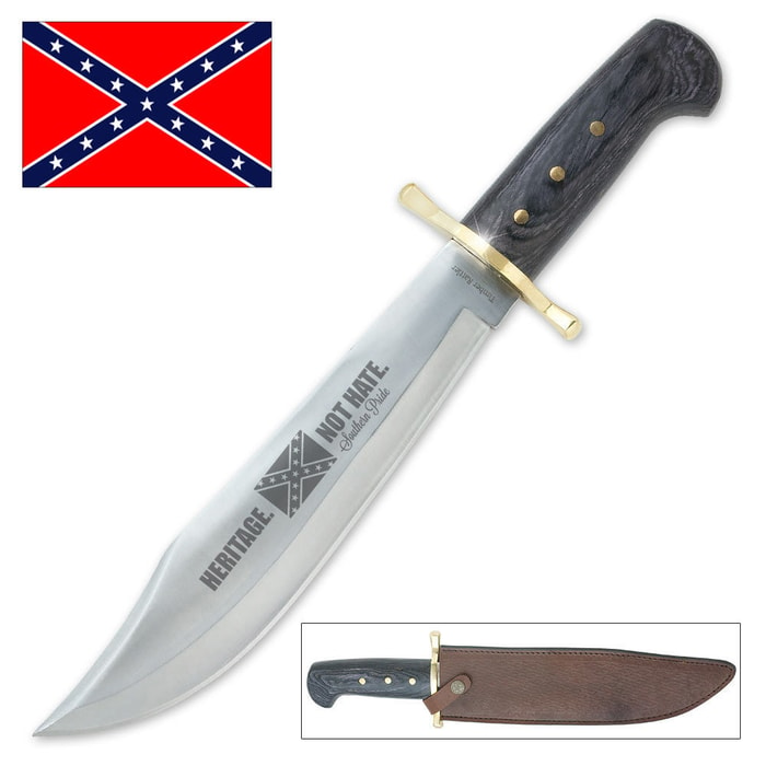 Heritage Not Hate Confederate Rebel Flag Bowie Knife
