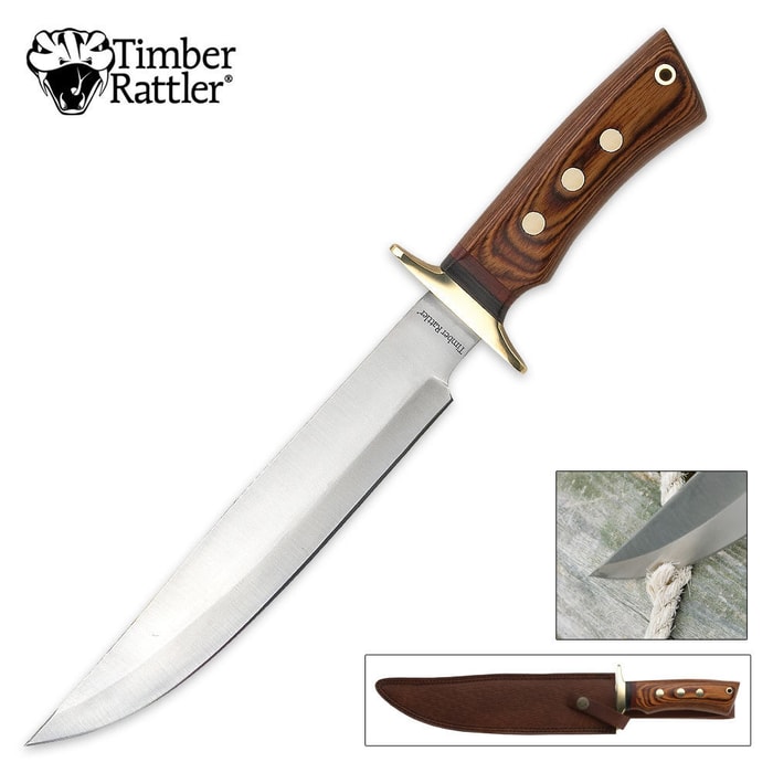 Timber Rattler Brown Wood Bowie Knife